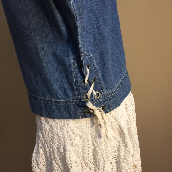 Madewell Lace-up Denim Top Medium Denim Wash - Picture 6 of 10